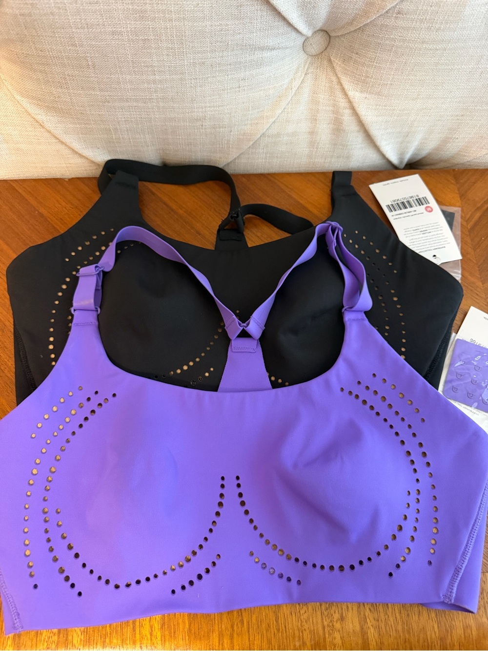BuffBunny Laser-Cut Sports Bra - Purple and Black